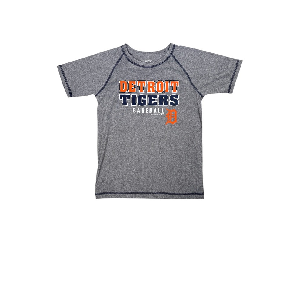 NWT Detroit Tigers Kids T-Shirt L 10/12 Gray MLB Baseball Ringer Team Athletics